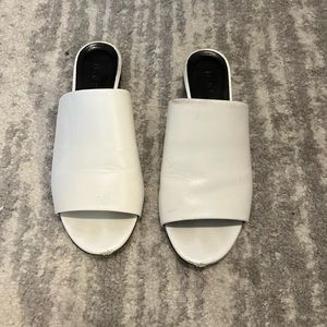 M. Gemi White Leather Peep Toe Sandals